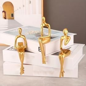 3pcs, Resin Three Combinations Of Sitting Posture Abstract Figures Statue, Thinker Resin Crafts Ornaments, Scene Decor, Room Decor, Indoor Decor, Diy