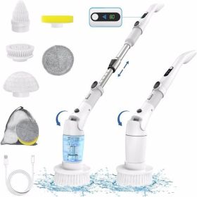 VEWIOR Electric Spin Scrubber, Cordless Cleaning Brush with Display and 3 Adjustable Angle 2 Speeds 5 Replaceable Brush Heads, Power Shower Scrubber w