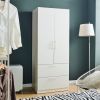 Emma Two-Door Wood Closet with Two Drawers and Hanging Bars in White