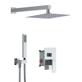 Shower System, Ultra-thin WShower head Handheld Shower Set, 2 Way Pressure Balance Shower Valve Kit,Chromeall Mounted Shower Faucet Set for Bathroom w