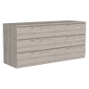 Asteria 6 Drawer Double Dresser, Metal Handles -Light Gray