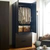 Brook Two-Door Wood Closet with Two Drawers and Hanging Bars in Dark Brown