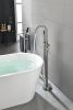 Mount Bathtub Faucet Freestanding Tub Filler Brushed Nickel Standing High Flow Shower Faucets with Handheld Shower Mixer Taps Swivel Spout