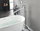 Mount Bathtub Faucet Freestanding Tub Filler Brushed Nickel Standing High Flow Shower Faucets with Handheld Shower Mixer Taps Swivel Spout