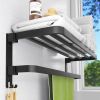 Towel Racks for Bathroom Wall Mounted,23.6" Foldable Towel Holder with Two Towel Bars and Hooks, for Bathroom Lavatory Hotels Apartments Dormitories M
