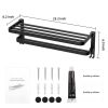 Towel Racks for Bathroom Wall Mounted,23.6" Foldable Towel Holder with Two Towel Bars and Hooks, for Bathroom Lavatory Hotels Apartments Dormitories M