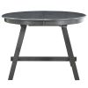 TREXM 5-Piece Wood Dining Table Set Round Extendable Dining Table with 4 Dining Chairs, Dining Room Table Set for 4 person for Dining Room (Gray)