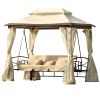 [VIDEO provided] U_STYLE 8.9 Ft. W x 5.9 Ft. D Outdoor Gazebo with Convertible Swing Bench, Double Roof Soft Canopy Garden Backyard Gazebo with Mosqui
