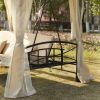 [VIDEO provided] U_STYLE 8.9 Ft. W x 5.9 Ft. D Outdoor Gazebo with Convertible Swing Bench, Double Roof Soft Canopy Garden Backyard Gazebo with Mosqui