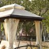 [VIDEO provided] U_STYLE 8.9 Ft. W x 5.9 Ft. D Outdoor Gazebo with Convertible Swing Bench, Double Roof Soft Canopy Garden Backyard Gazebo with Mosqui
