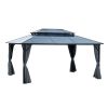 10'x13' Hardtop Gazebo, Outdoor Polycarbonate Double Roof Canopy, Aluminum Frame Permanent Pavilion with Curtains and Netting, Sunshade for Garden, Pa