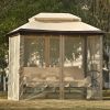 [VIDEO provided] U_STYLE 8.9 Ft. W x 5.9 Ft. D Outdoor Gazebo with Convertible Swing Bench, Double Roof Soft Canopy Garden Backyard Gazebo with Mosqui