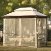 [VIDEO provided] U_STYLE 8.9 Ft. W x 5.9 Ft. D Outdoor Gazebo with Convertible Swing Bench, Double Roof Soft Canopy Garden Backyard Gazebo with Mosqui