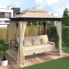 [VIDEO provided] U_STYLE 8.9 Ft. W x 5.9 Ft. D Outdoor Gazebo with Convertible Swing Bench, Double Roof Soft Canopy Garden Backyard Gazebo with Mosqui