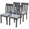TREXM 5-Piece Wood Dining Table Set Round Extendable Dining Table with 4 Dining Chairs, Dining Room Table Set for 4 person for Dining Room (Gray)