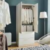 Emma Two-Door Wood Closet with Two Drawers and Hanging Bars in White