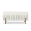 Elegant Upholstered Velvet Storage Bench with Cedar Wood Veneer, Large Storage Ottoman with Electroplate Iron Legs for Hallway Living Room Bedroom, Be
