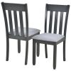 TREXM 5-Piece Wood Dining Table Set Round Extendable Dining Table with 4 Dining Chairs, Dining Room Table Set for 4 person for Dining Room (Gray)