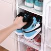 Plastic Stackable Shoe Storage Organizer for Closet, oldable Shoe Sneaker Containers Bins Holders (6 Tier, White)