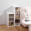 Plastic Stackable Shoe Storage Organizer for Closet, oldable Shoe Sneaker Containers Bins Holders (6 Tier, White)