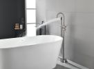 Mount Bathtub Faucet Freestanding Tub Filler Brushed Nickel Standing High Flow Shower Faucets with Handheld Shower Mixer Taps Swivel Spout