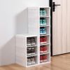 Plastic Stackable Shoe Storage Organizer for Closet, oldable Shoe Sneaker Containers Bins Holders (6 Tier, White)