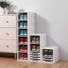 Plastic Stackable Shoe Storage Organizer for Closet, oldable Shoe Sneaker Containers Bins Holders (6 Tier, White)