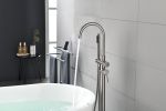 Mount Bathtub Faucet Freestanding Tub Filler Brushed Nickel Standing High Flow Shower Faucets with Handheld Shower Mixer Taps Swivel Spout