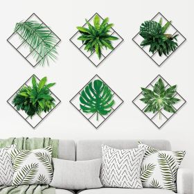 Greenery Grid Dormitory Bedroom Entrance Restaurant Background Decoration Wall Stickers (Option: 60x90 With Bags)