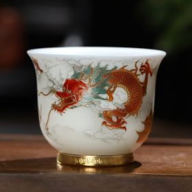 Dragon Year Gift Mutton Fat Jade Master Cup Single Cup (Option: Gift Box Pack-The dragon Teng World Cup)