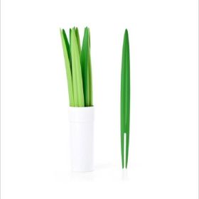 Bamboo Leaves Green Shape Fruit Fork (Option: 10 Pieces)