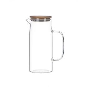 Household Large Capacity Glass Cold Water Bottle (Option: 1000ml Bamboo Cap)
