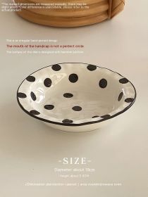 Hammer Pattern Hand Pinch Irregular Black And White Polka Dot Ceramic Plate (Option: Disc)