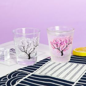 Cold Change Glacier Pattern Small Glass Color Changing Cup (Option: Cherry Blossom TASS-2oz)