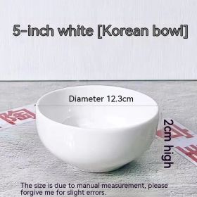 Ceramic Bowl Household Tableware Restaurant White Rice (Option: 5 Inches-1PC)