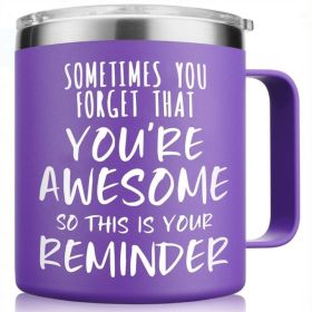 Portable Stainless Steel Vacuum Cup Large Capacity (Option: Purple-12OZ)
