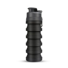 500ml Silicone Folding Sports Bottle (Option: Black-500ml)