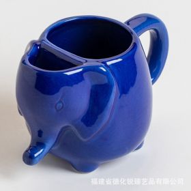 Elephant 3D Mug Ceramic Cup (Option: Blue-401 To 500ml)