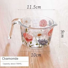 Flower Measuring Cup Glass With Lid Water Milk Cup (Option: Chamomile Without Cover-700ml)