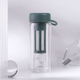 Convenient Sports Plastic Water Cup Large Capacity (Option: Dark Green-450ML)