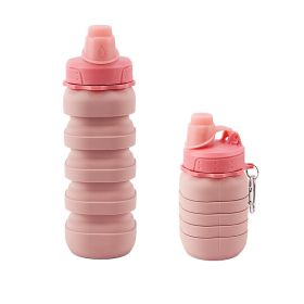Square Portable Anti-fall Sports Silicone Folding Cups (Option: Pink-500ML)