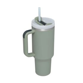 Ochapa 40 Oz Tumbler With Handle Straw Insulated, Stainless Steel Spill Proof Vacuum Coffee Cup Tumbler With Lid Tapered Mug (Option: Bay Leaves)