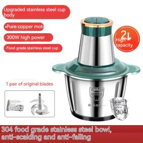 Multi-functional Household Meat Grinder Large Capacity Stainless Steel Electric (Option: 2L Stainless Steel Green)