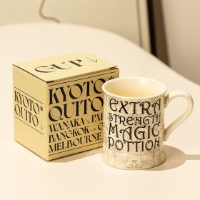 Good-looking Ceramic Couple Water Cup Vintage Gift For Girls Breakfast Coffee Mug (Option: Black Letter Color Box Package-380ml)