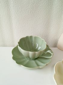 Vintage Ceramic Household Coffee Set Suit (Option: Green Lotus Saucer Suit-190ml)