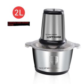 Kitchen Household Electric Meat Grinder Stainless Steel Multi-function (Option: 2L Double Key Stainless Steel-EU)
