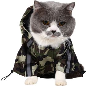 Dogs Cat Raincoat Camouflage Camo  Windbreaker Stylish Dog Rain Jacket, Water Resistant with Reflective Stripes, Hooded Raincoat for  Puppy Small Medi (Color: Camouflage, size: S)
