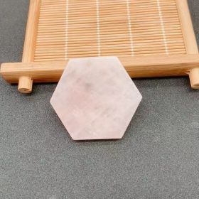 Natural Stone Powder Crystal Hexagonal Insulated Coaster (Color: Pink)