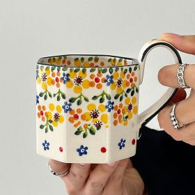 Vintage Hand-painted Summer Yellow Flower Mug Ceramic (Option: Yellow Flower Mug-400ml)